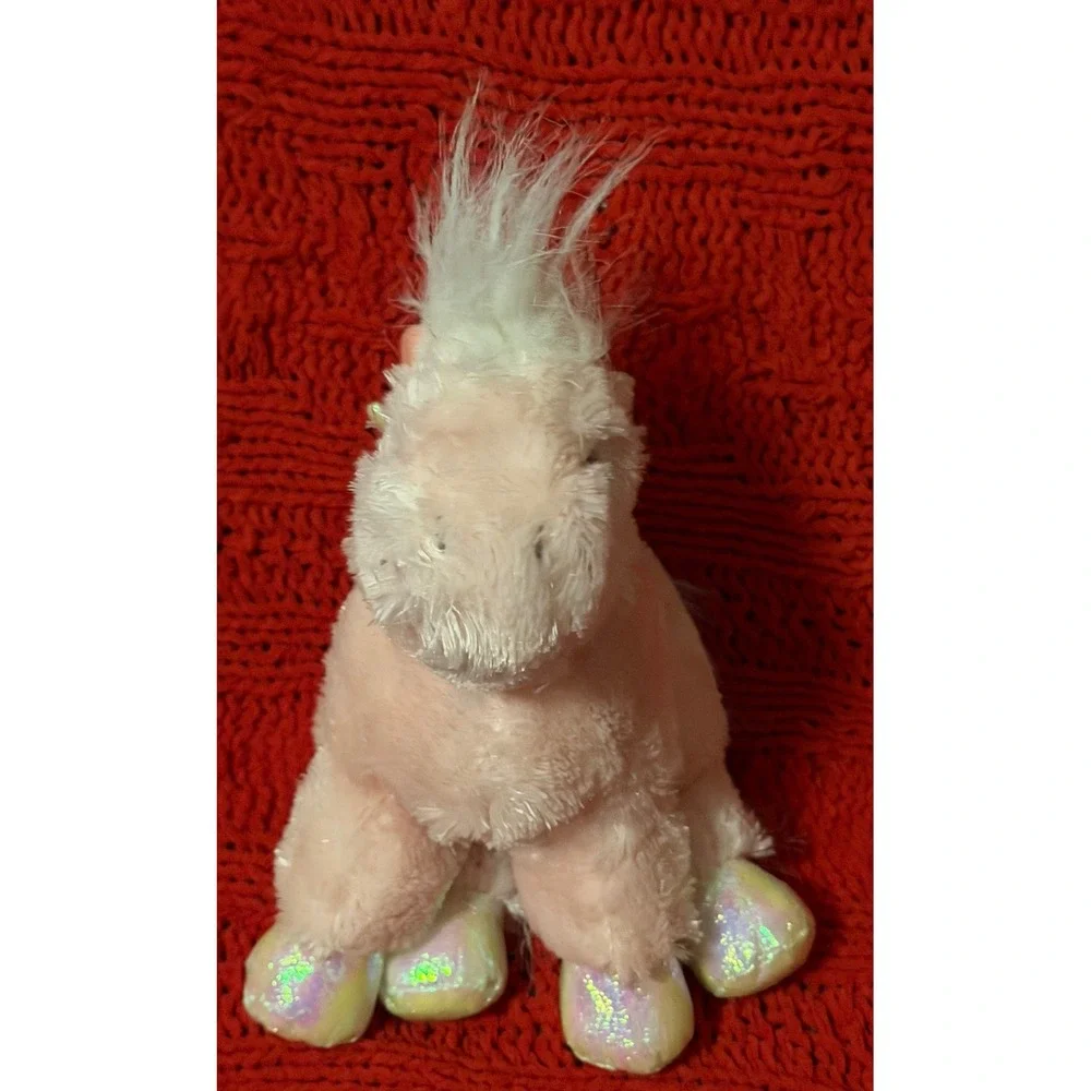 Webkinz Pink Pegasus Plush Ganz Iridescent Wings Hooves Mythical Animal NO CODE